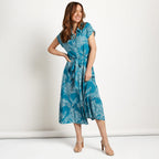 Emreco Tie Waist Short Sleeves Midi Shirt Dress (Size 20) - Teal