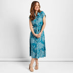 Emreco Tie Waist Short Sleeves Midi Shirt Dress (Size 20) - Teal