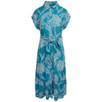 Emreco Tie Waist Short Sleeves Midi Shirt Dress (Size 20) - Teal