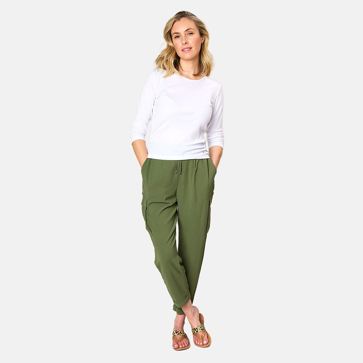 Emreco Tie Waist Utility Style Trouser (Size 10) - Khaki 7783827 0
