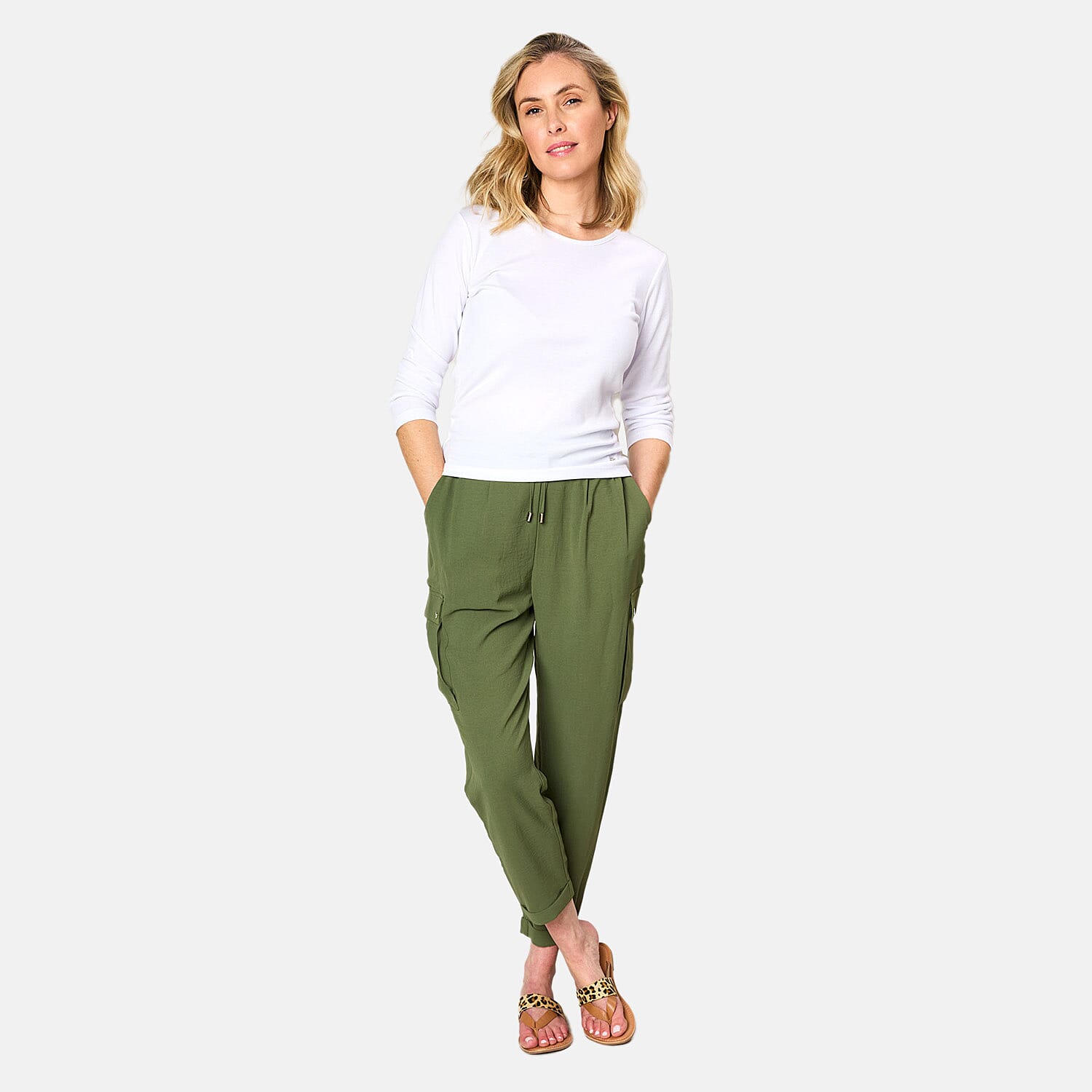 Emreco Tie Waist Utility Style Trouser (Size 10) - Khaki 7783827 0