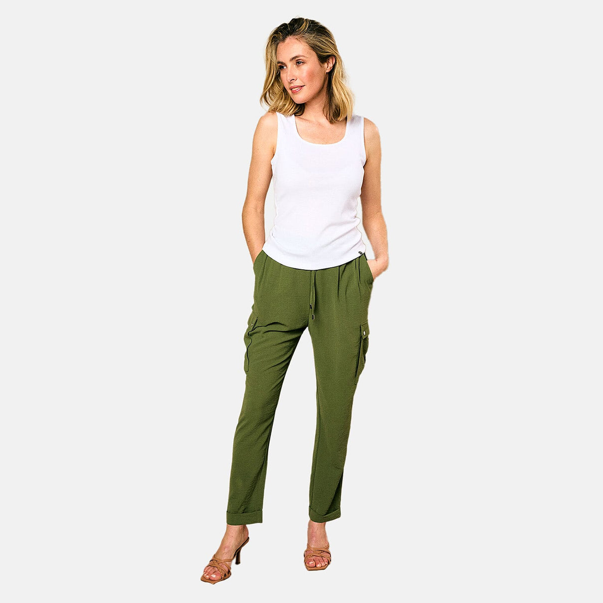 Emreco Tie Waist Utility Style Trouser (Size 10) - Khaki 7783827 2