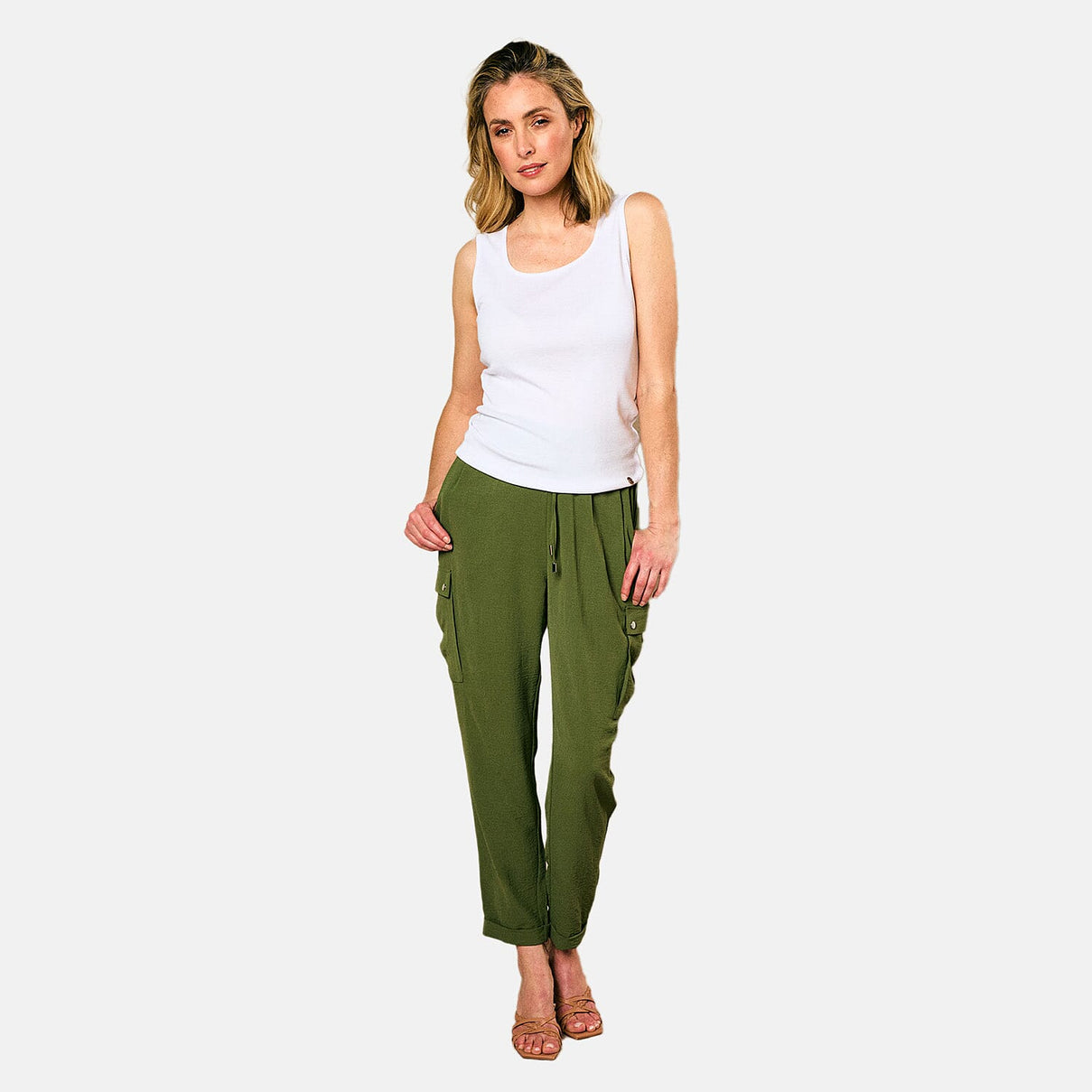 Emreco Tie Waist Utility Style Trouser (Size 10) - Khaki 7783827 3