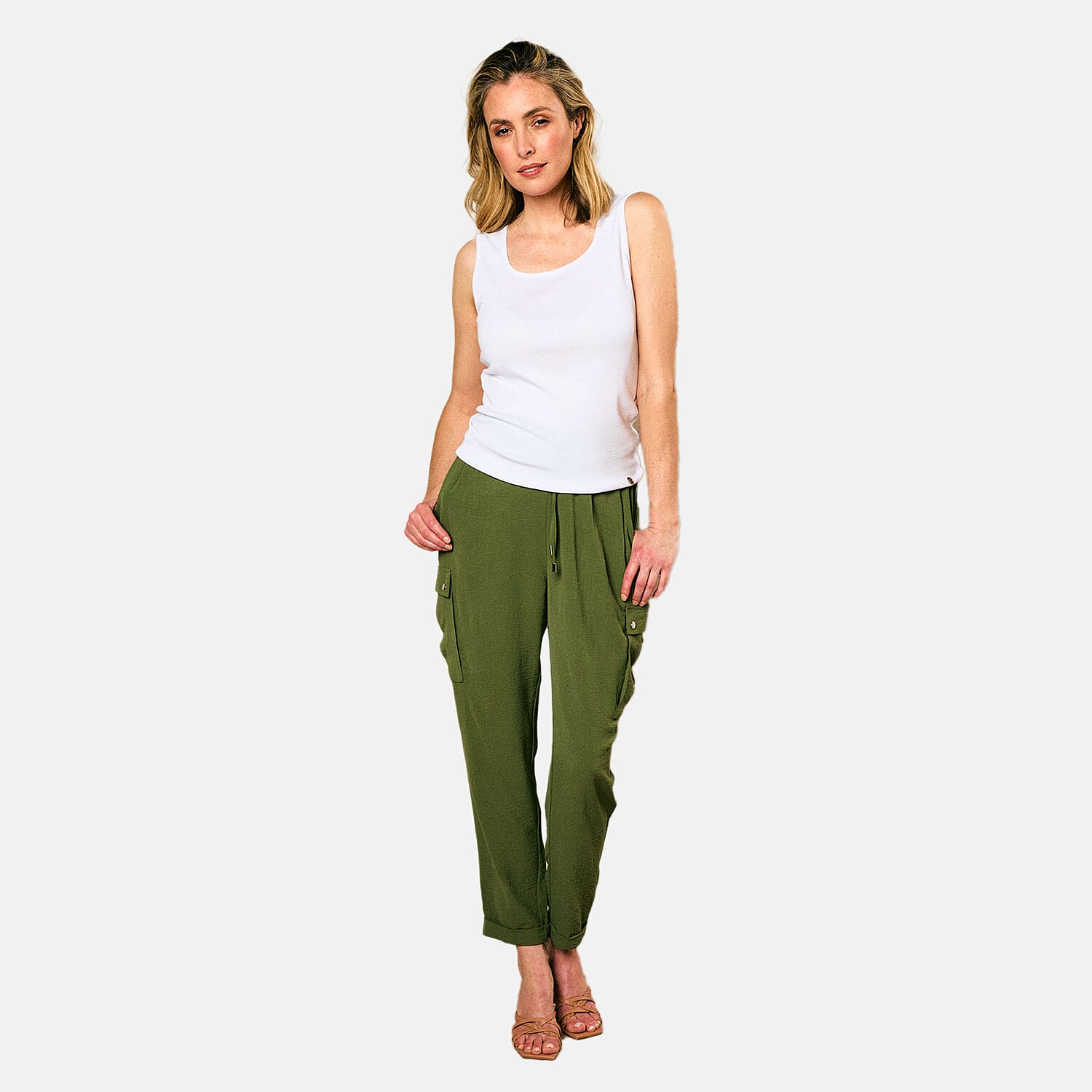 Emreco Tie Waist Utility Style Trouser (Size 10) - Khaki 7783827 3
