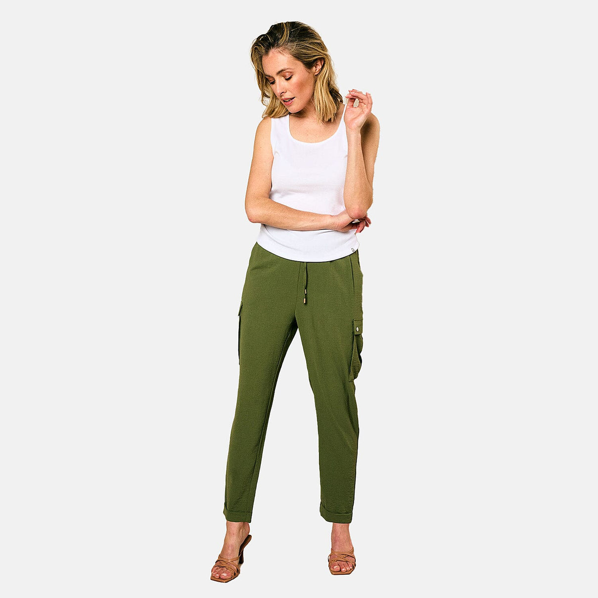 Emreco Tie Waist Utility Style Trouser (Size 10) - Khaki 7783827 4