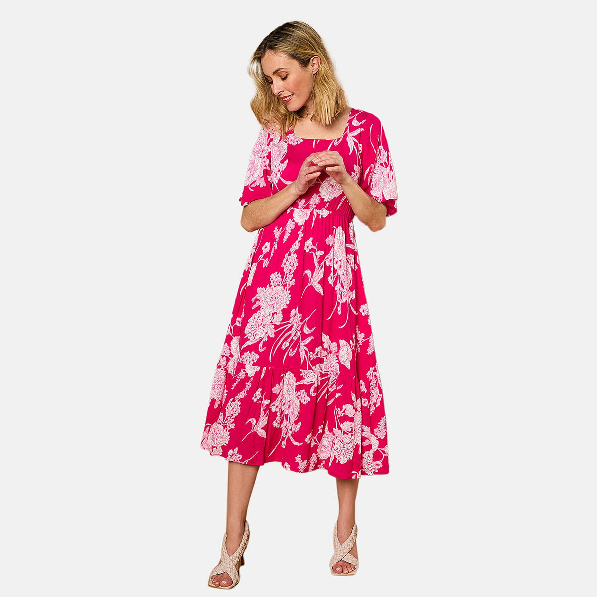 Emreco Short Sleeve Floral Print Midi dress 7762985 2