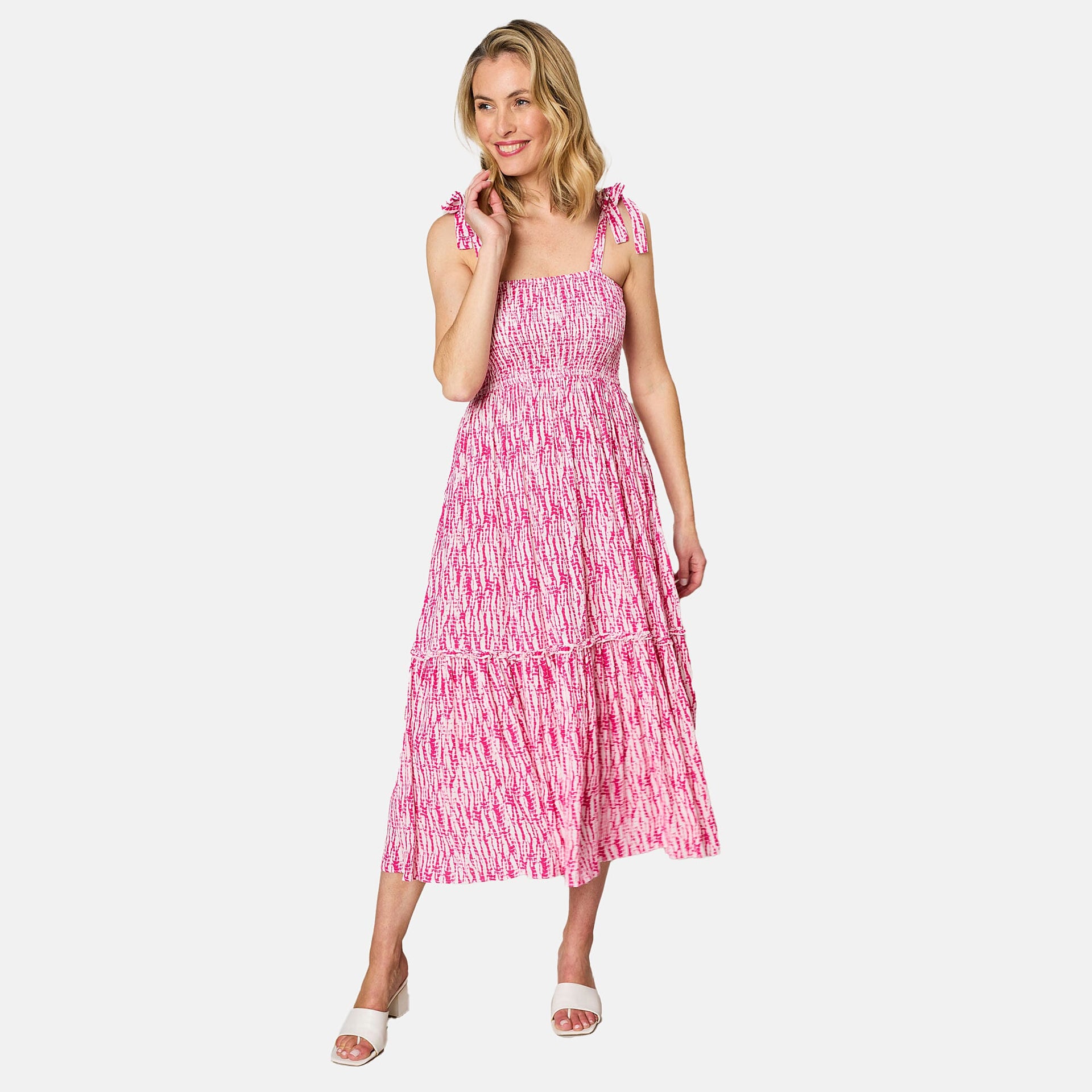 Emreco Shoulder Tie Midi Dress (Size 12) - Pink 7792940 0
