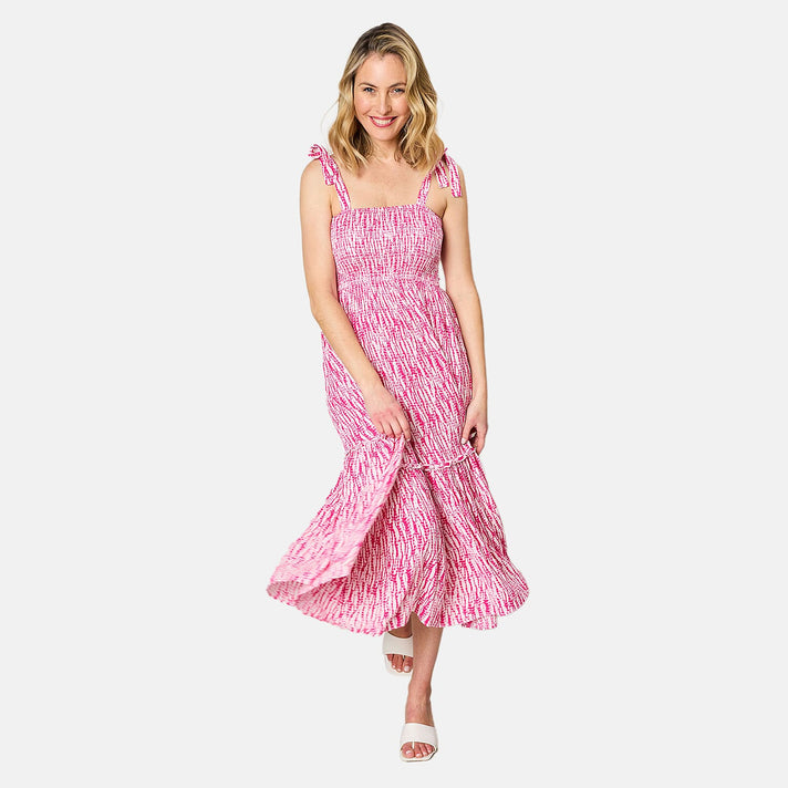 Emreco Shoulder Tie Midi Dress (Size 12) - Pink 7792940 2