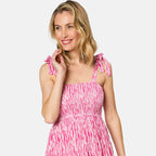 Emreco Shoulder Tie Midi Dress (Size 12) - Pink