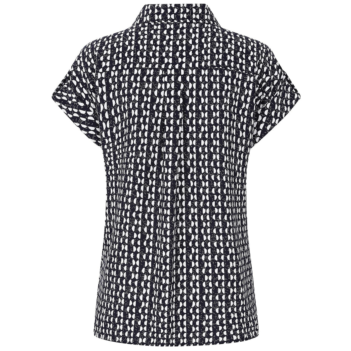 Emreco 100% Viscose Roll Sleeve Relaxed Fit Geo Print Blouse (Size 10) - Navy Cream 7859239 4