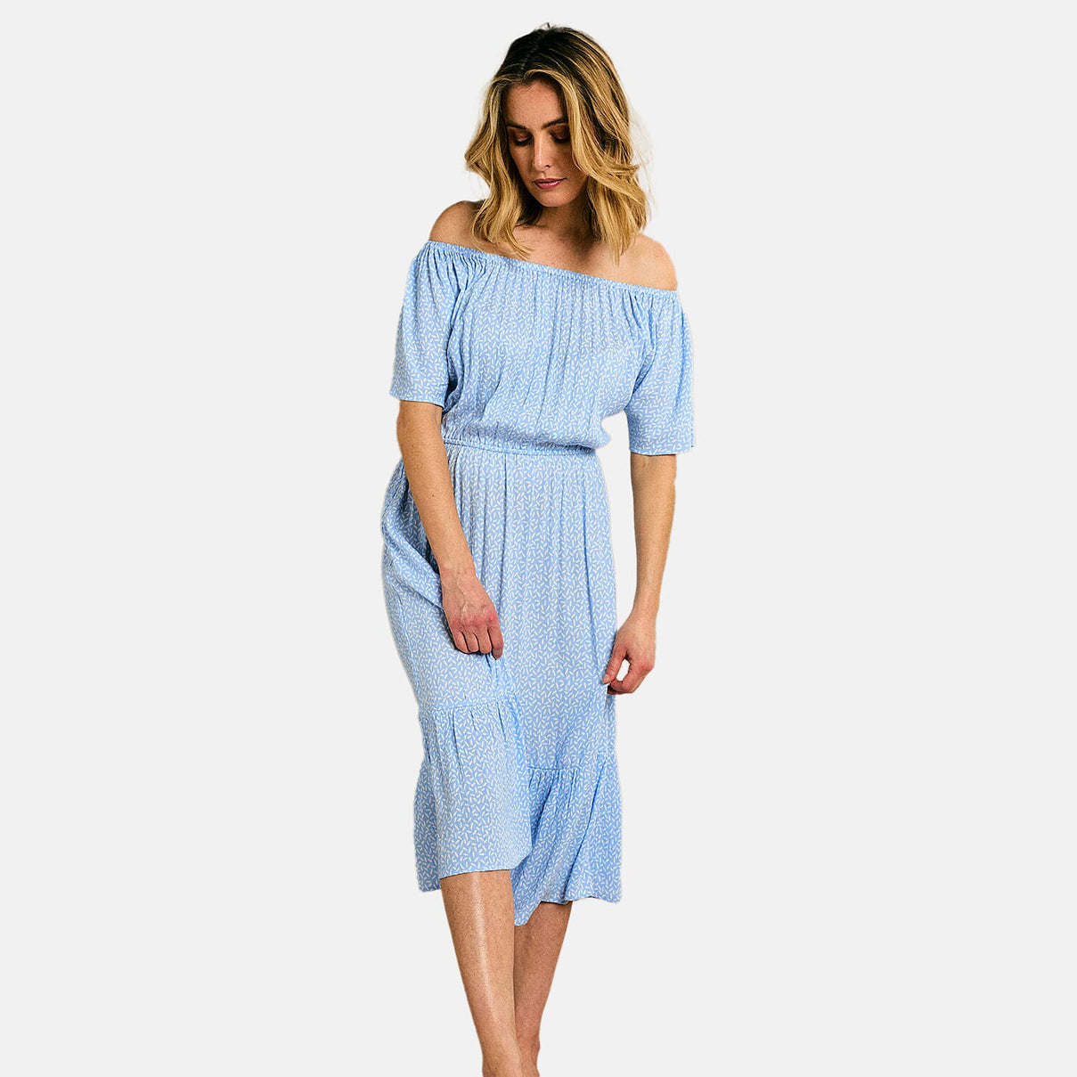 Emreco Women's Elasticated Off Shoulder Midi Dress 7805000 1