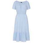 Emreco 100% Viscose Off Shoulder Print Midi Dress (Size 12) - Sky Blue