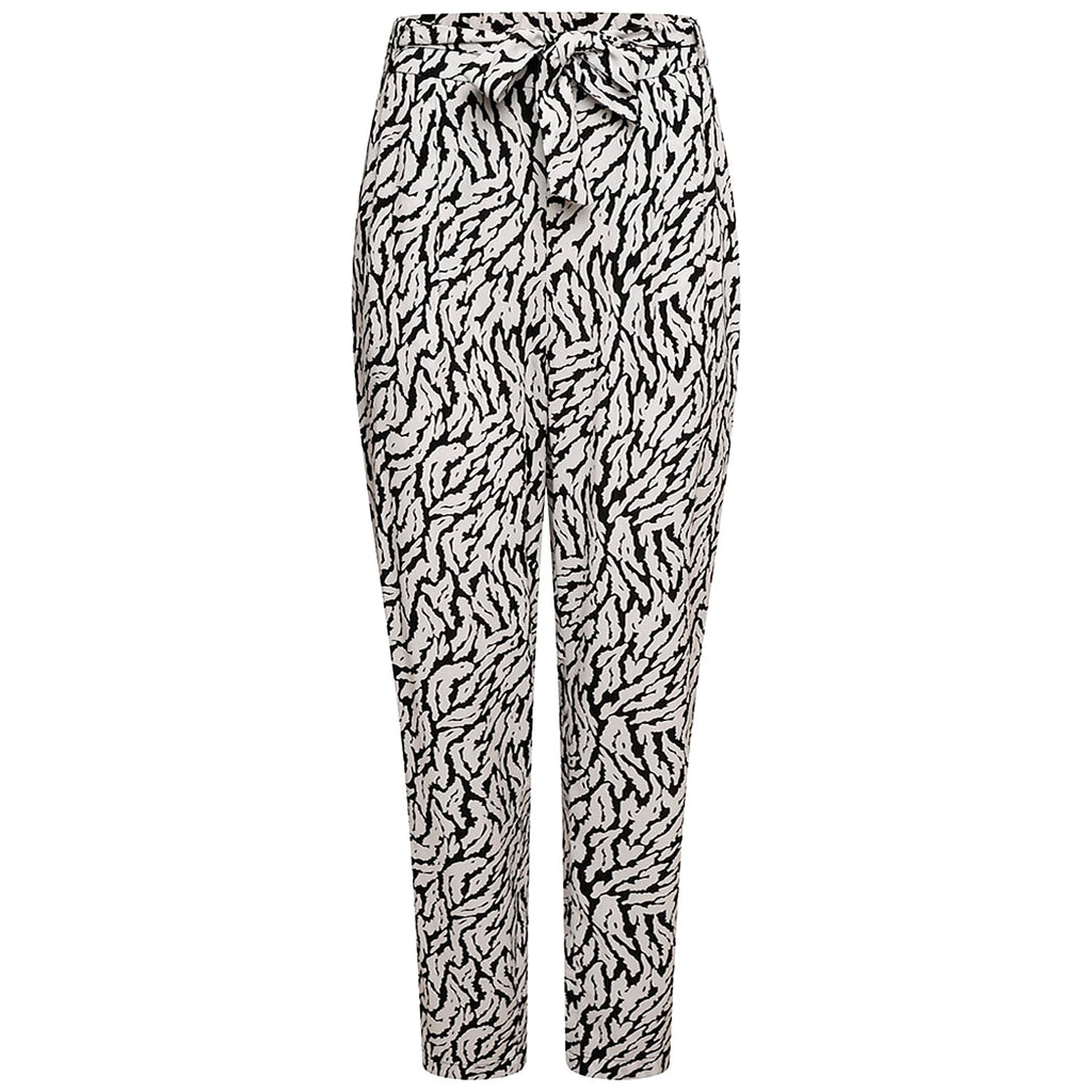 Emreco 100% Viscose Print Tie Waist Lightweight Tapered Leg Trouser (Size 20) - Black & White