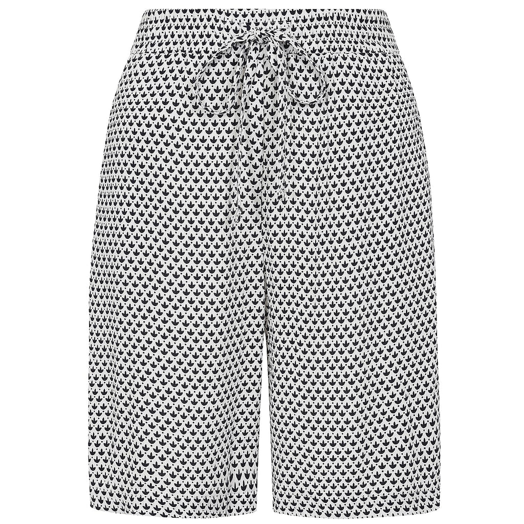Emreco 100% Viscose Printed Crinkle Shorts with Side Pockets (Size 10) - White - Blue