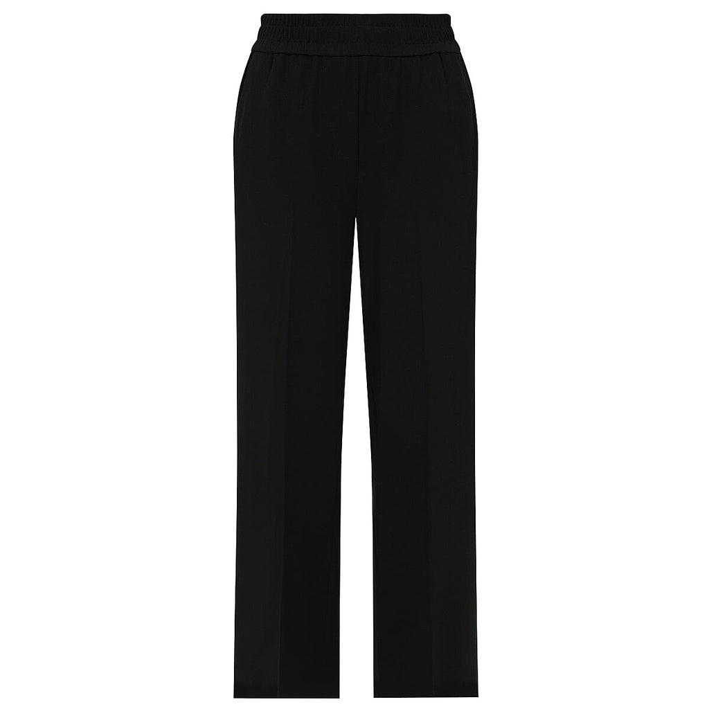 Emreco Wide Crepe Trs with Elasticated Waistband (Size 12) - Black