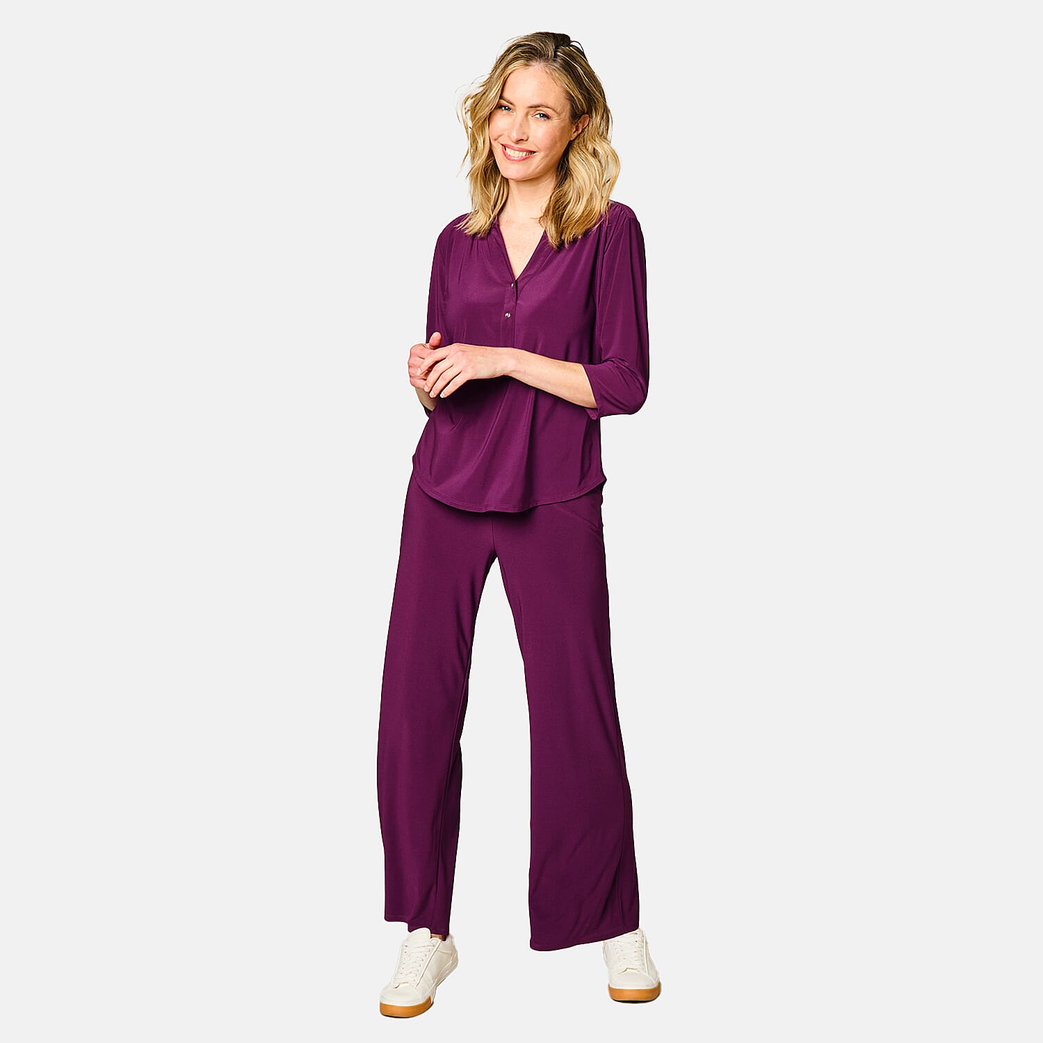 Emreco Wide Leg Ity Pant-Trouser - Berry 7967220 0