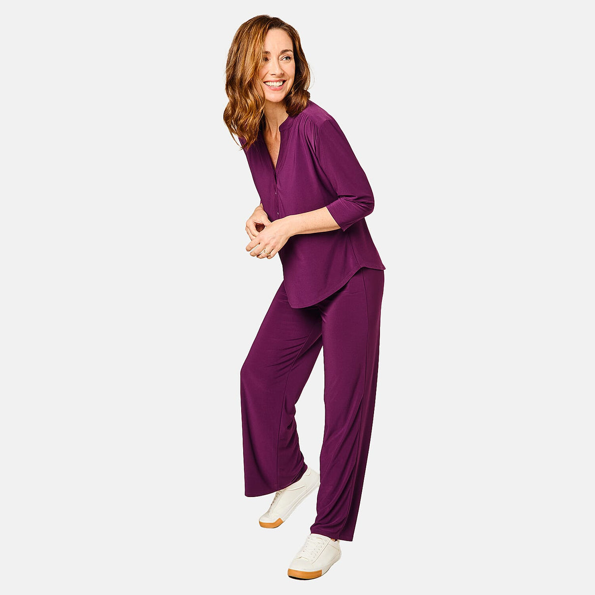 Emreco Wide Leg Ity Pant-Trouser - Berry 7967220 1