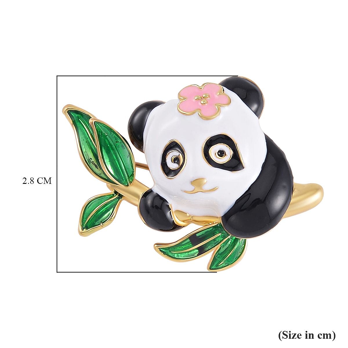 Enamelled Panda Brooch in Yellow Gold Tone 7601389 3