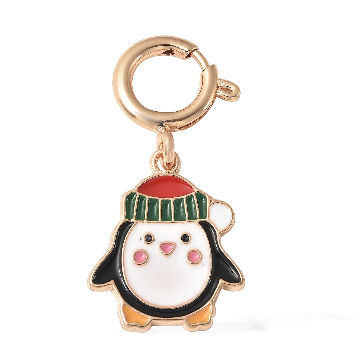 Enamelled Penguin Charm with Spring Ring Clasp in Gold Tone 7835808 0