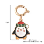 Christmas Theme Multi Purpose Penguin Enamelled Charm in Yellow Gold Tone