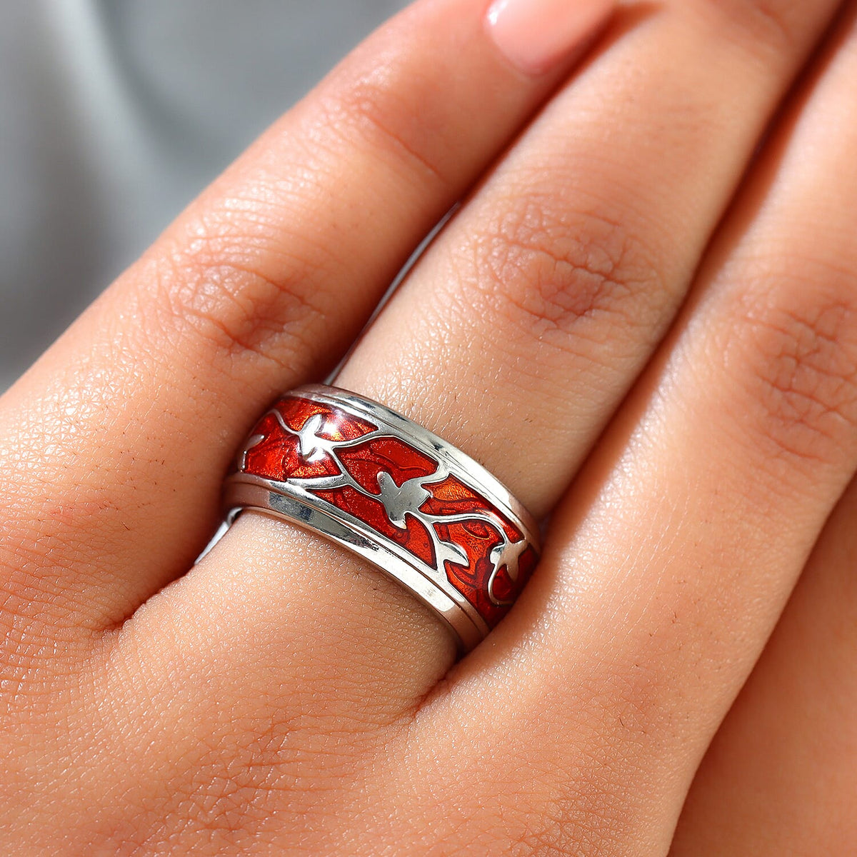 Enamelled Ring in Silver Tone 7015547 3