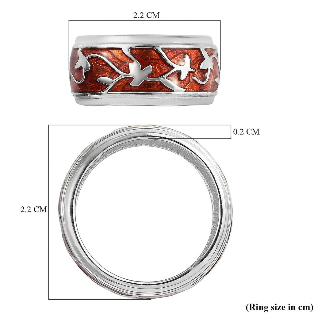 Enamelled Ring in Silver Tone