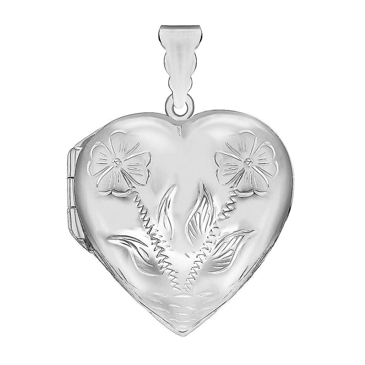 Sterling Silver 32mm x 43mm Engraved Floral Heart Locket 7318069 1