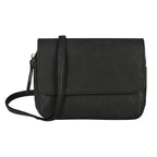 Designer Closeout - Enrico Benetti Leatherette Flap Crossbody Bag with Shoulder Strap - Black