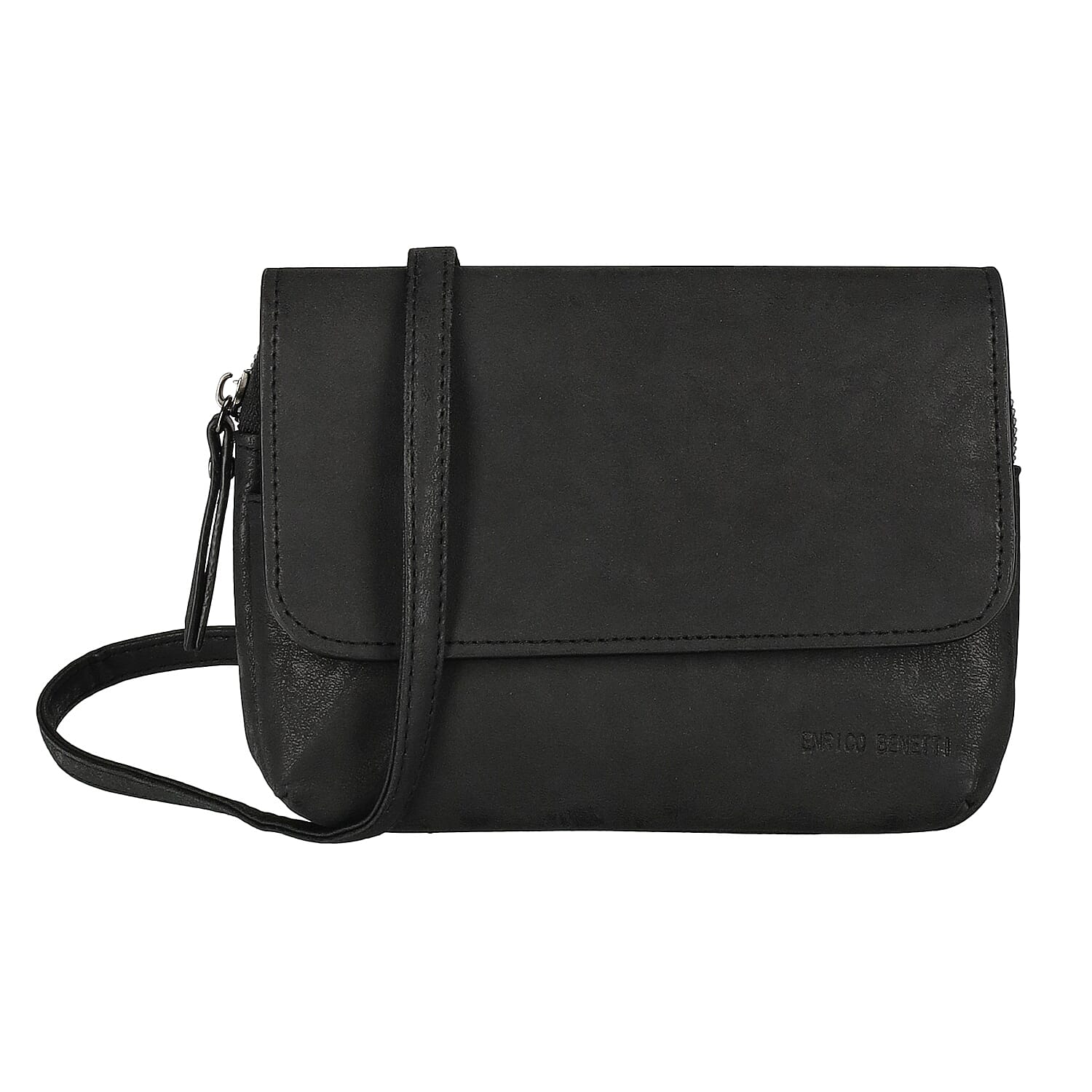 Designer Closeout - Enrico Benetti Leatherette Flap Crossbody Bag with Shoulder Strap - Black 7768234 5