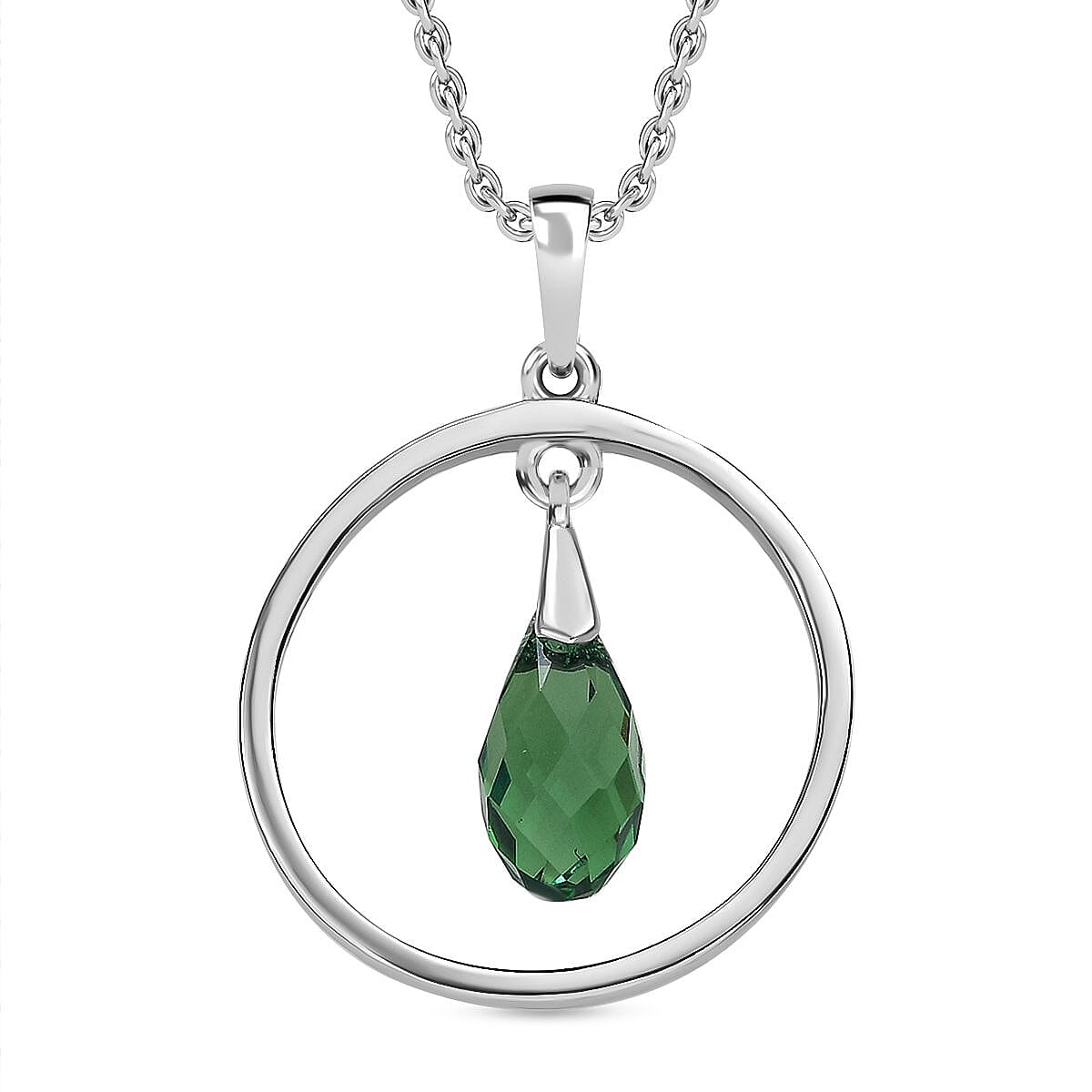 Erinite Finest Crystal Pendant with Chain (Size 20) in Platinum Overlay Sterling Silver  2.050  Ct. 4230532 0
