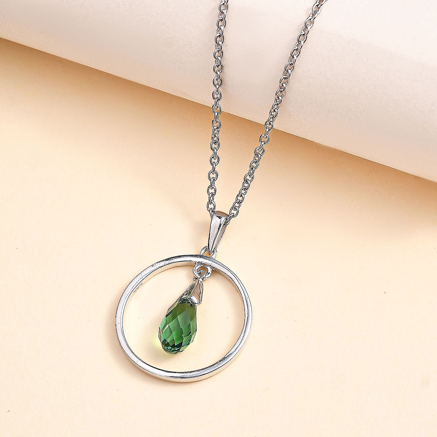 Erinite Finest Crystal Pendant with Chain (Size 20) in Platinum Overlay Sterling Silver  2.050  Ct. 4230532 2