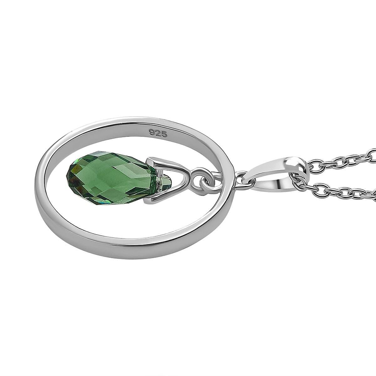 Erinite Finest Crystal Pendant with Chain (Size 20) in Platinum Overlay Sterling Silver  2.050  Ct. 4230532 3