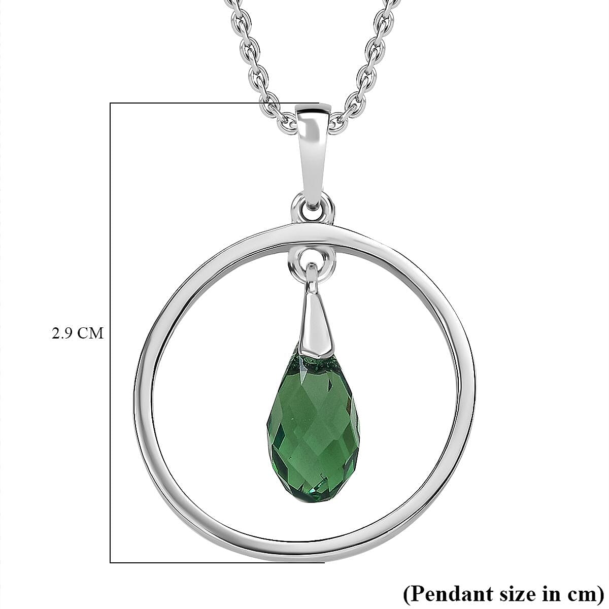 Erinite Finest Crystal Pendant with Chain (Size 20) in Platinum Overlay Sterling Silver  2.050  Ct. 4230532 5