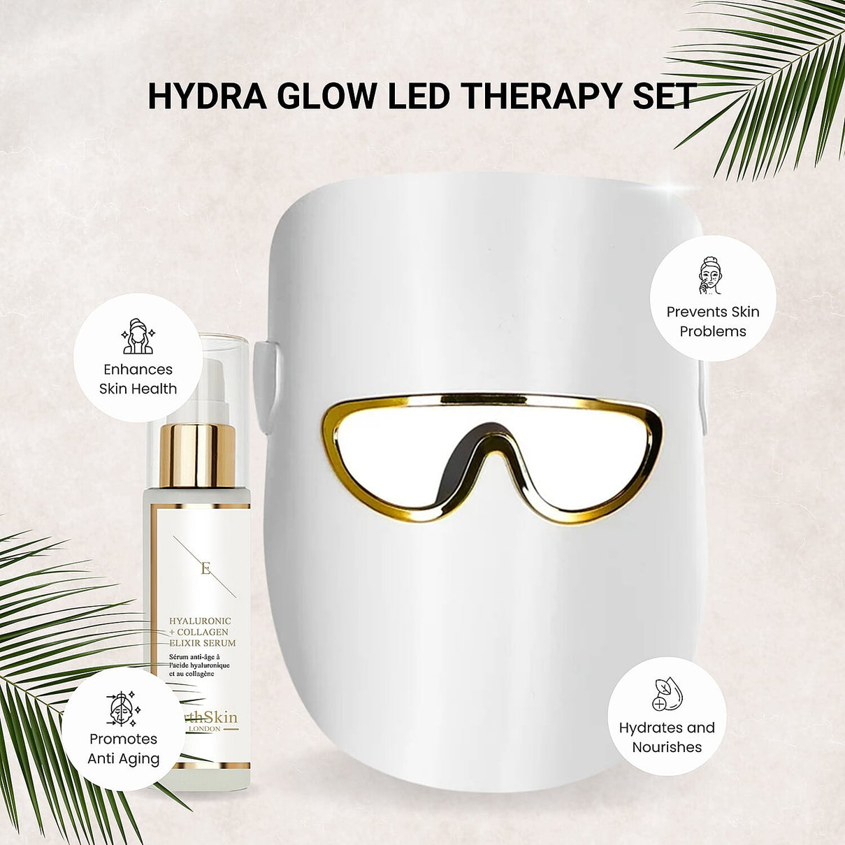 ErthBeauty Hydra Glow Led Therapy Set (Led Light Therapy Mask White With Ha Serum) 8198459 1