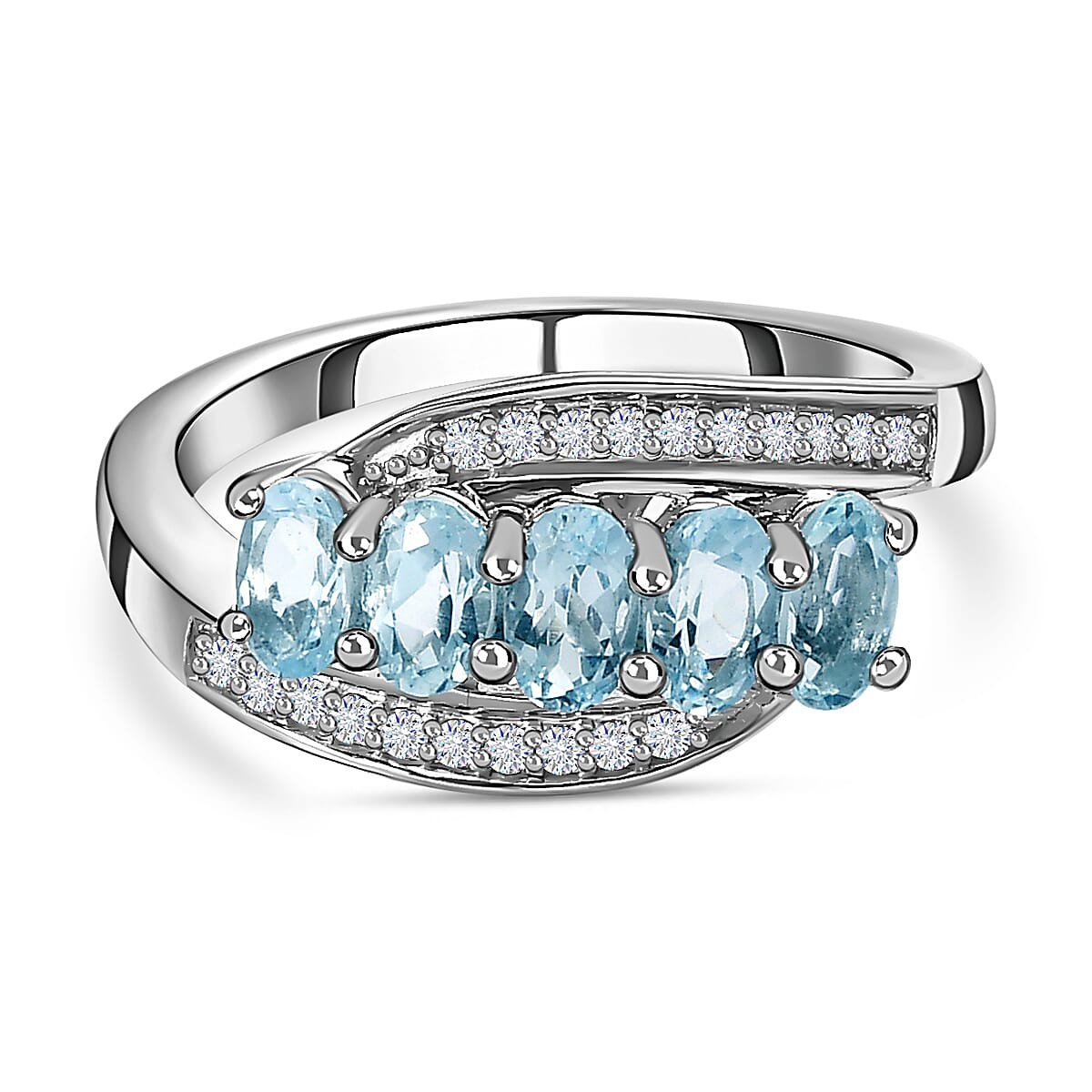 Espirito Santo Aquamarine and Natural Zircon Ring in Platinum Overlay Sterling Silver 1.27 Ct 7372443 1