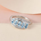Espirito Santo Aquamarine and Natural Zircon Ring in Platinum Overlay Sterling Silver 1.27 Ct