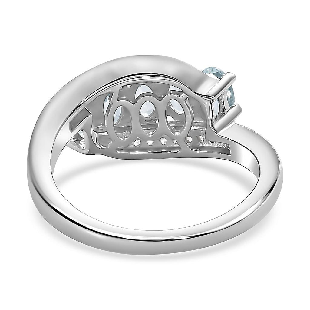 Espirito Santo Aquamarine and Natural Zircon Ring in Platinum Overlay Sterling Silver 1.27 Ct