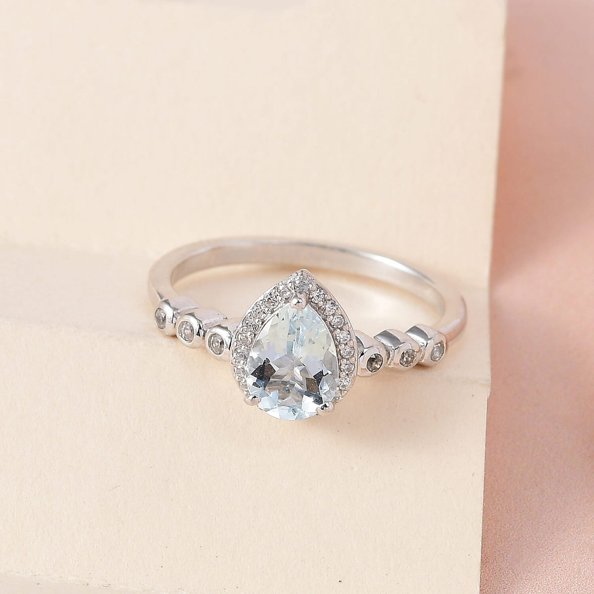 Espirito Santo Aquamarine and Natural Zircon Ring in Platinum Overlay Sterling Silver 1.12 Ct 7373371 3