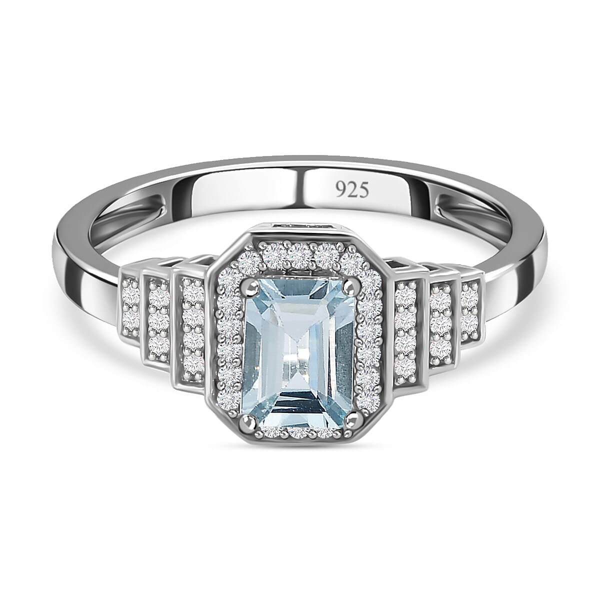 Espirito Santo Aquamarine and Natural Zircon Ring in Platinum Overlay Sterling Silver 1.28 Ct 7378505 1