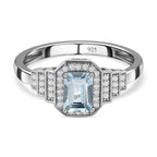 Espirito Santo Aquamarine and Natural Zircon Ring in Platinum Overlay Sterling Silver 1.28 Ct