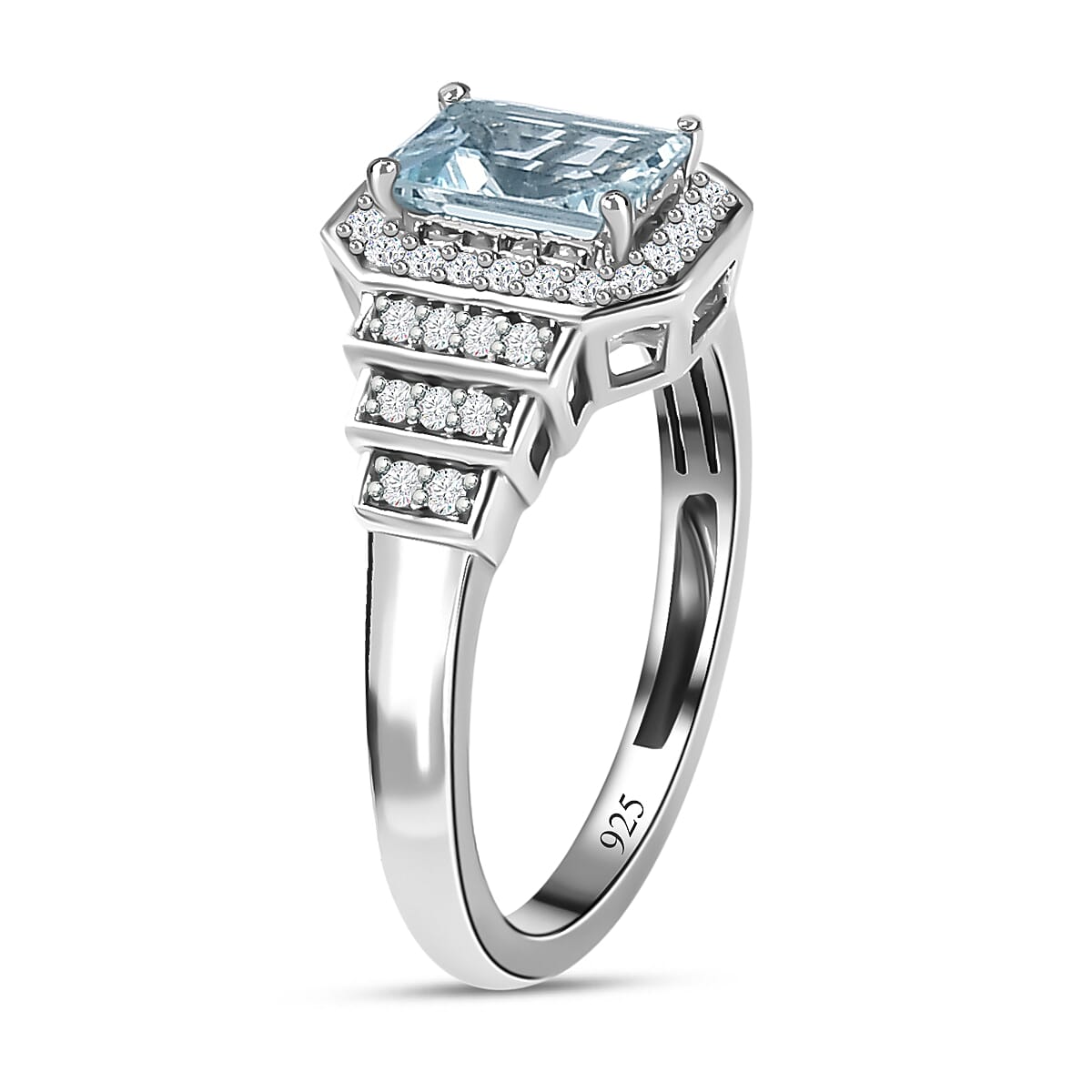 Espirito Santo Aquamarine and Natural Zircon Ring in Platinum Overlay Sterling Silver 1.28 Ct 7378505 7