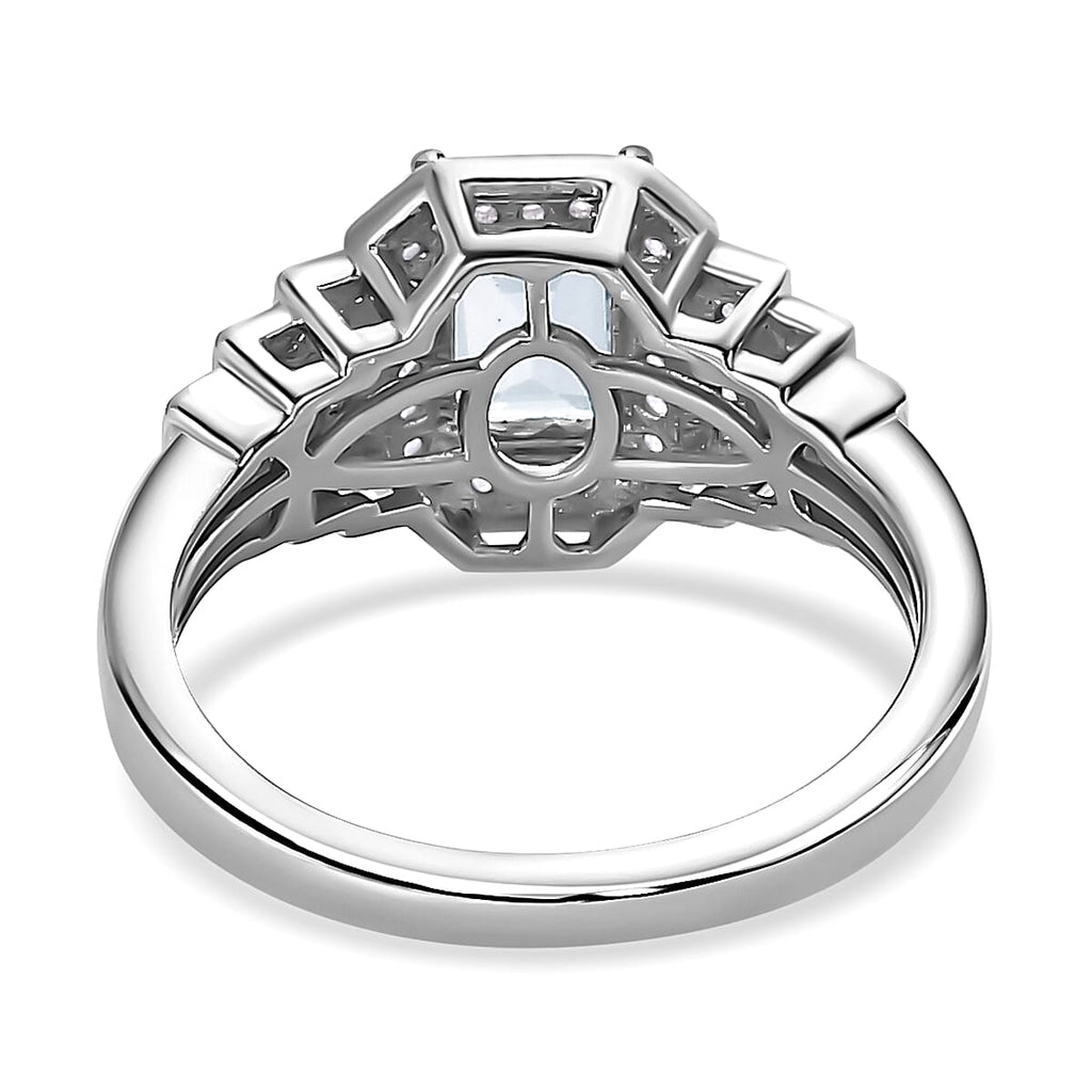 Espirito Santo Aquamarine and Natural Zircon Ring in Platinum Overlay Sterling Silver 1.28 Ct