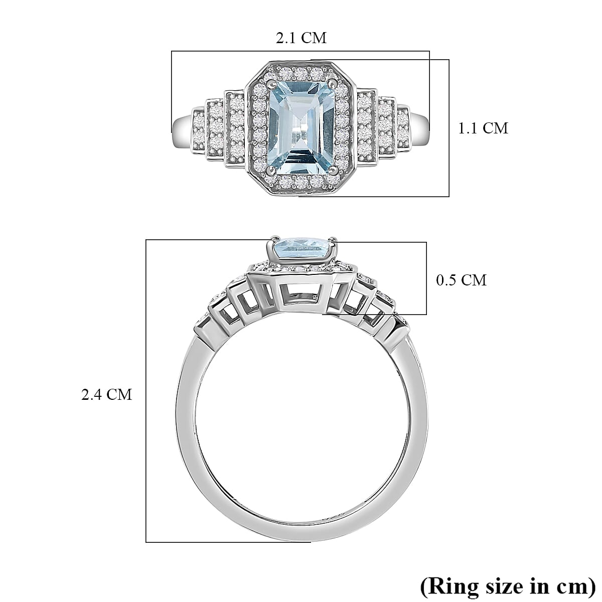 Espirito Santo Aquamarine and Natural Zircon Ring in Platinum Overlay Sterling Silver 1.28 Ct 7378505 11