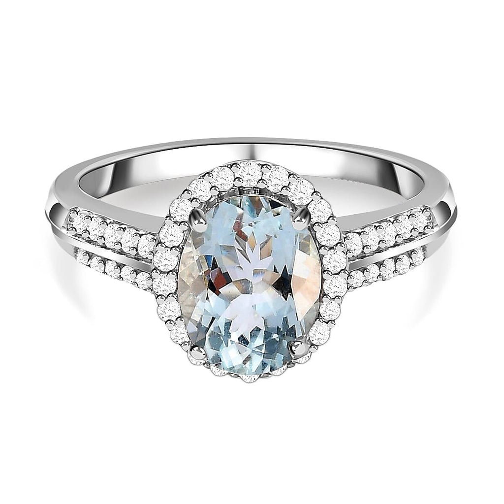 Espirito Santo Aquamarine and Natural Zircon Ring in Platinum Overlay Sterling Silver 2.05 Ct