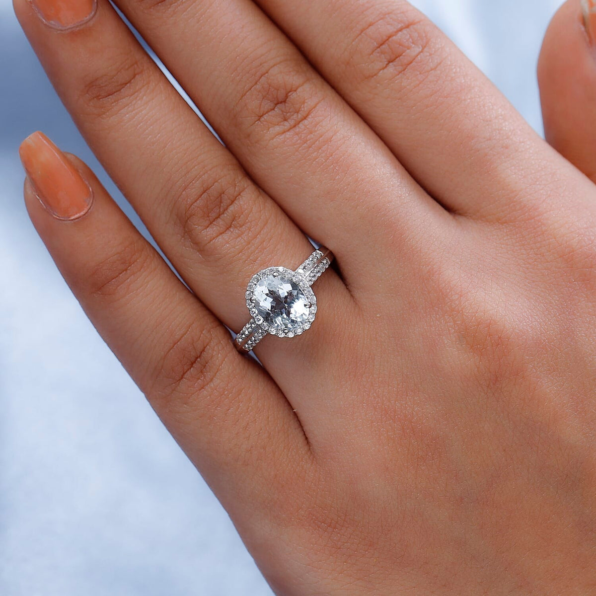 Espirito Santo Aquamarine and Natural Zircon Ring in Platinum Overlay Sterling Silver 2.05 Ct 7379052 5