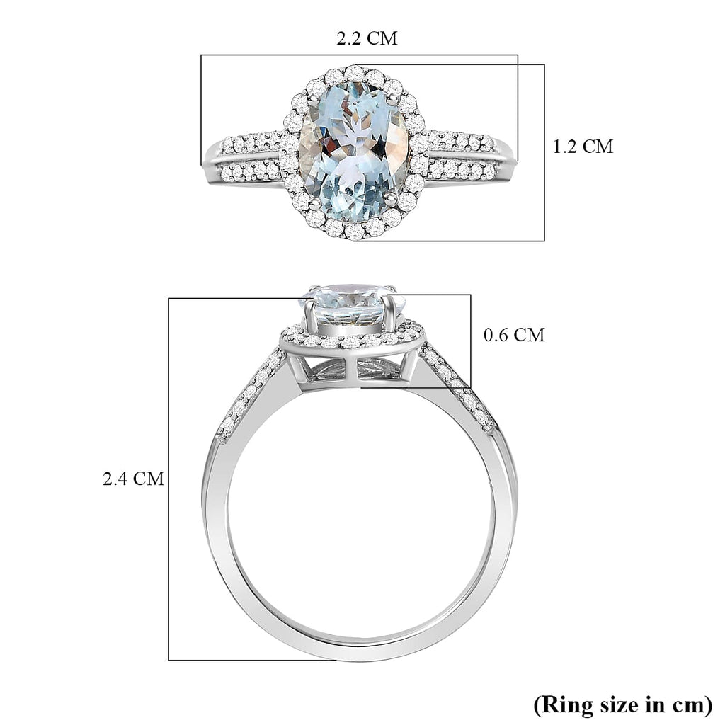 Espirito Santo Aquamarine and Natural Zircon Ring in Platinum Overlay Sterling Silver 2.05 Ct