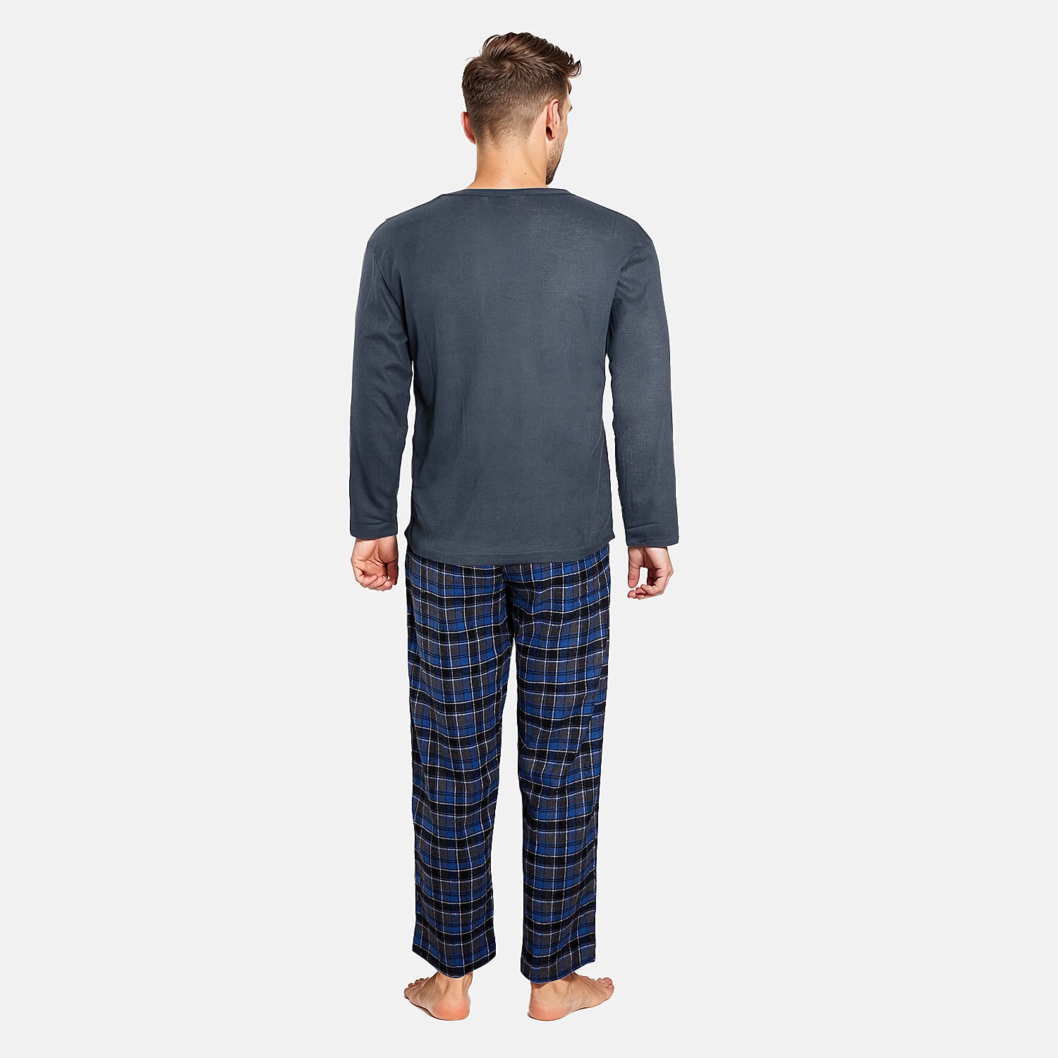 Men's Waffle Tshirt with Check Flannel Lounge Pants 7993500 1