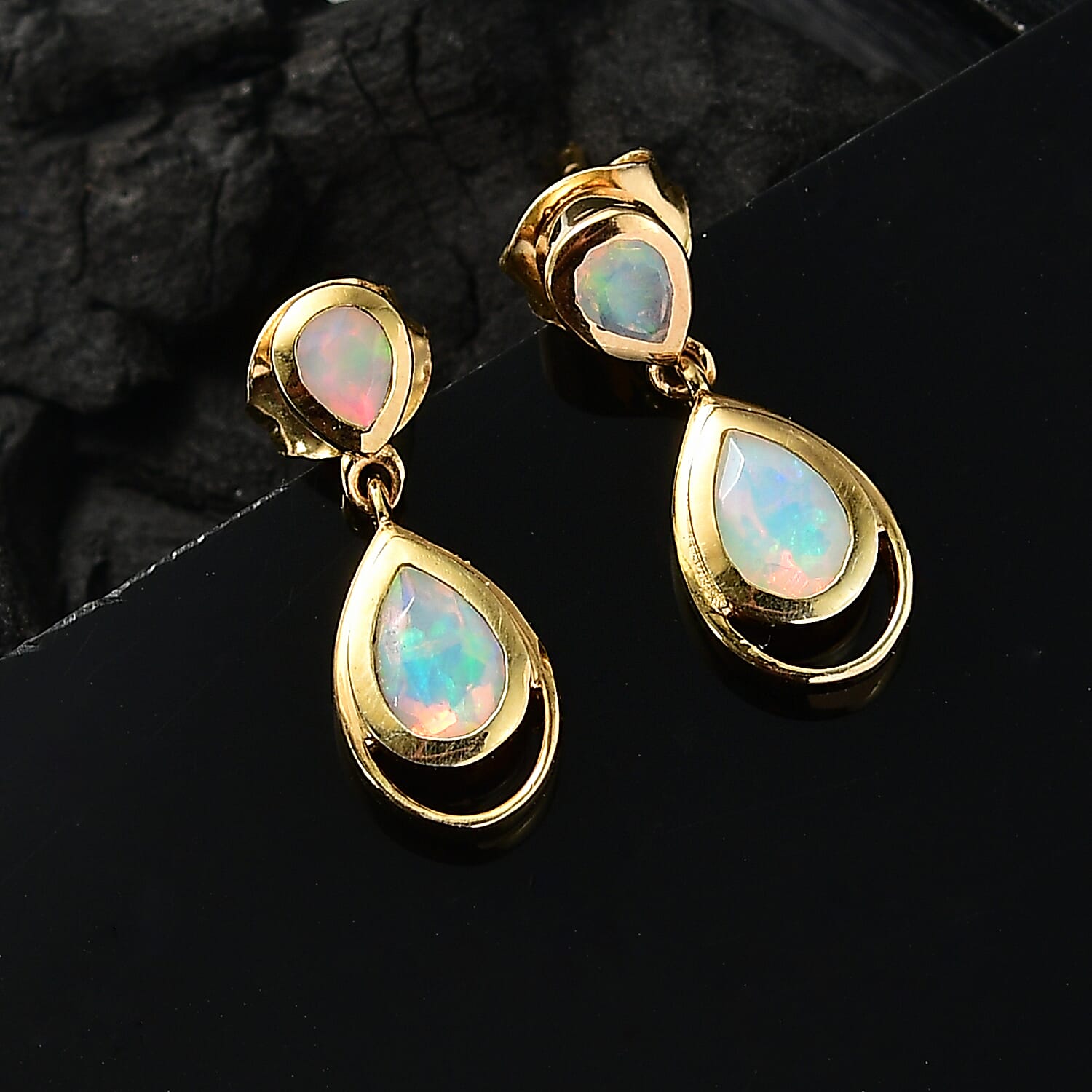 Ethiopian Faceted Opal Dangling Earring with Push Back in 18K Vermeil Yellow Gold Plated Sterling Silver 0.69 Ct. 8064957 4