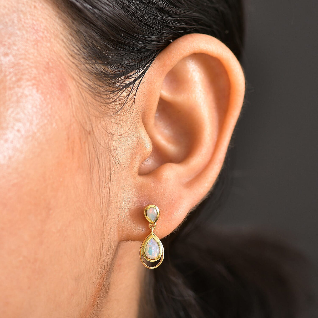 Ethiopian Faceted Opal Dangling Earring with Push Back in 18K Vermeil Yellow Gold Plated Sterling Silver 0.69 Ct. 8064957 7