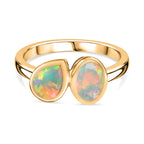 Ethiopian Faceted Opal Solitaire Ring in 18K Vermeil Yellow Gold Plated Sterling Silver 0.98 Ct.